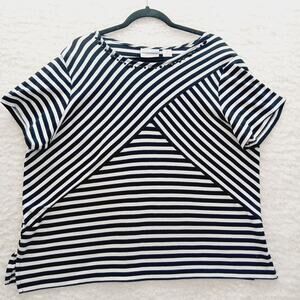 T-Shirt Size XL Navy White Nautical Sailor Core Coastal Grandma Casual Chic Y2K